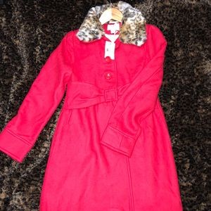 Kate Spade Girls “Faux Fur Collar Coat” size 14Y